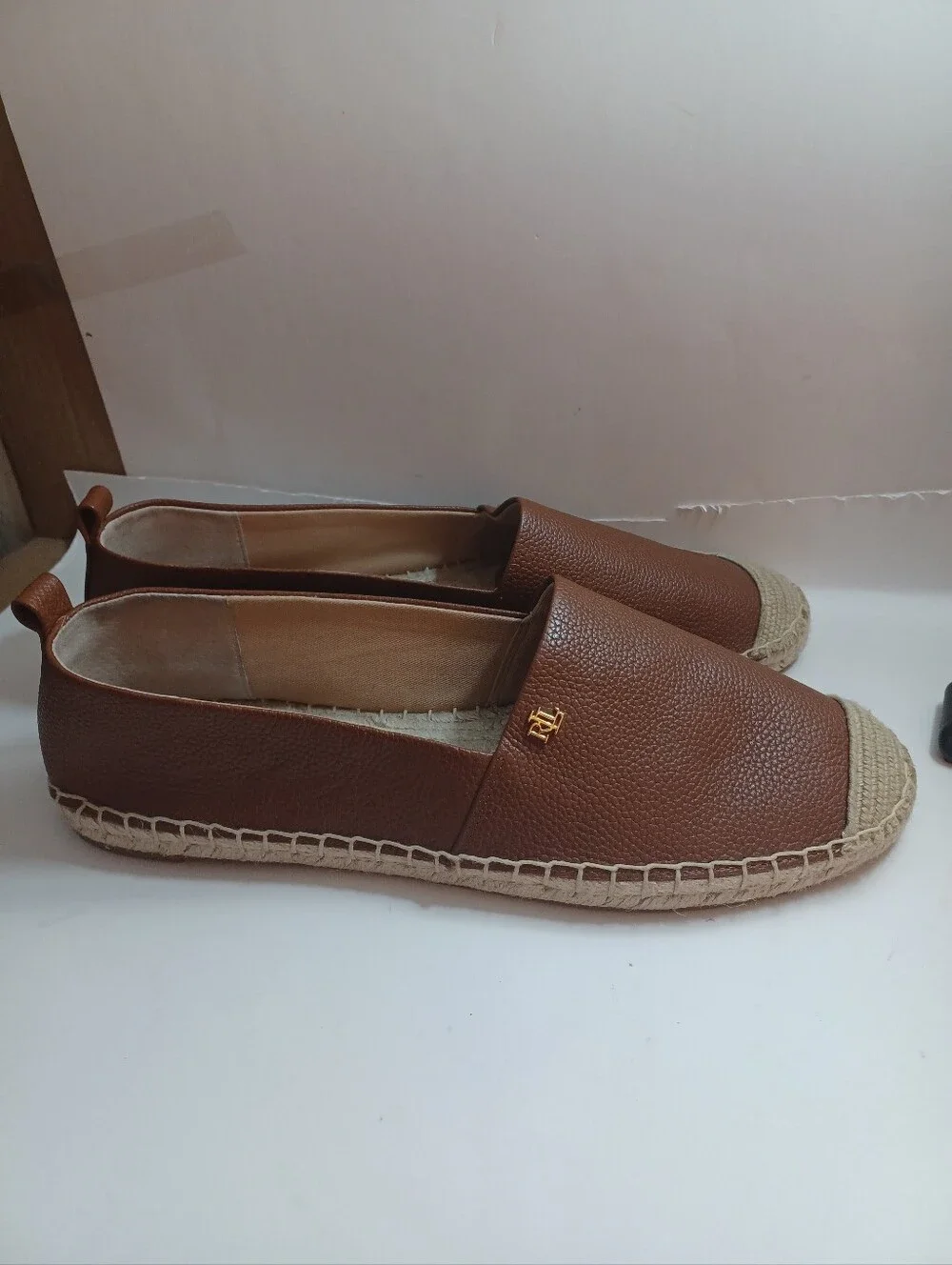 Ralph Lauren Women’s Brown Espadrille Leather Slip-On Flats New Size 11M